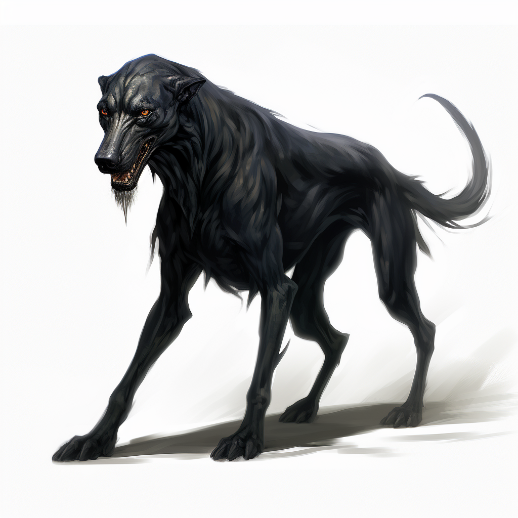 Fantasy Black Hound Creature Art