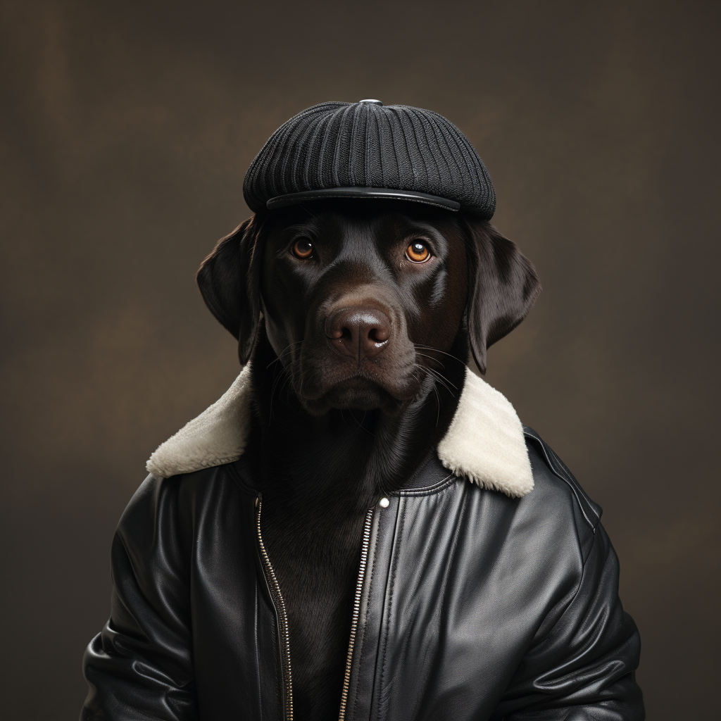 Photo of stylish black lab as Run DMC