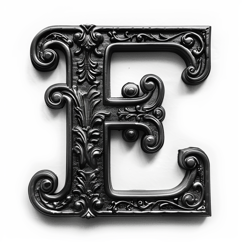 Chic black letter E on white background