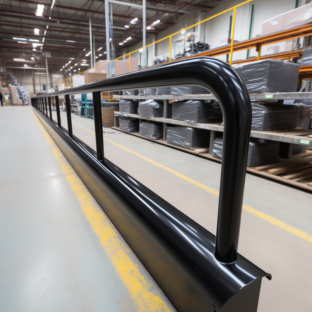 Black metal handrails with curved ends