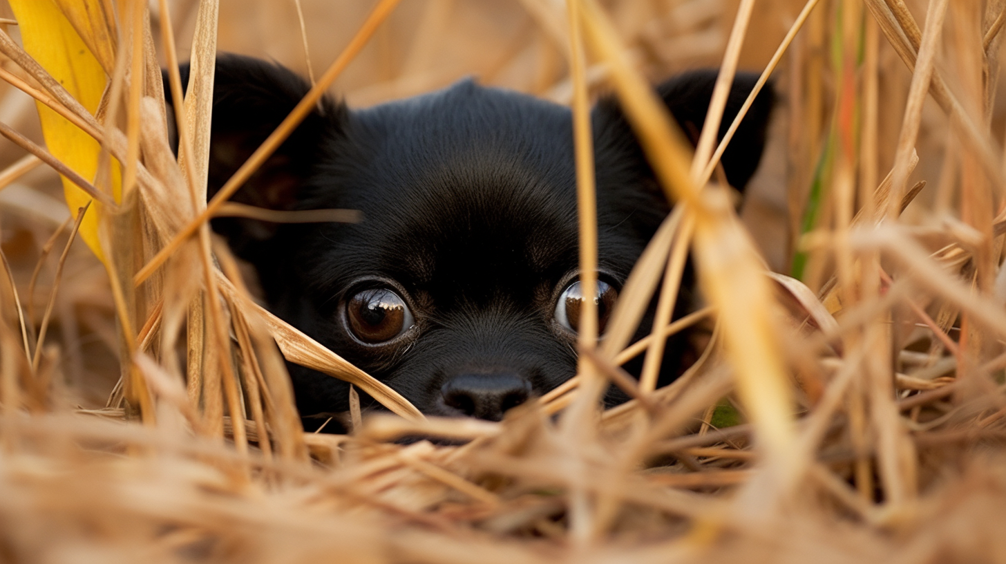 Beautiful Black Pug Dog in the Wild