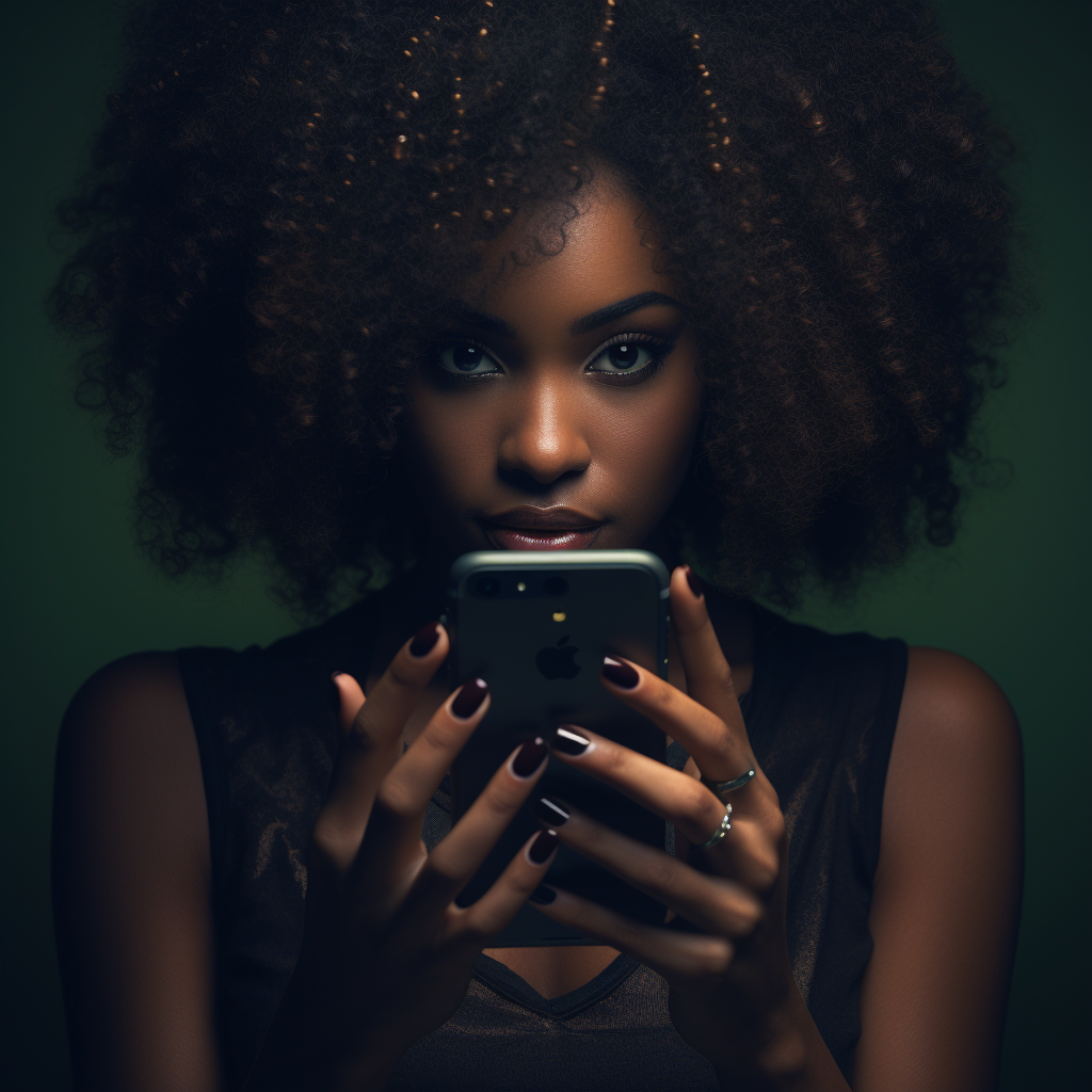 Black woman's hands holding iPhone