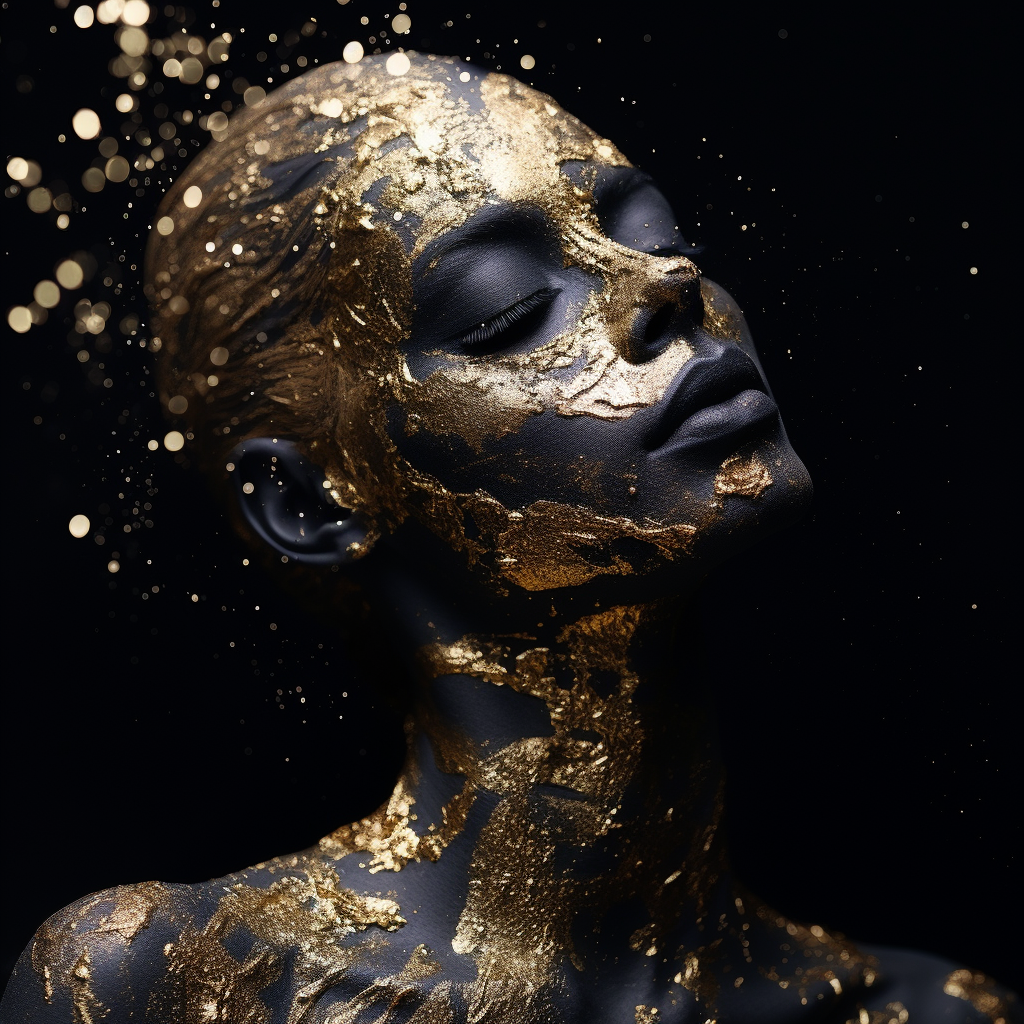 Elegant black background with gold dust particles