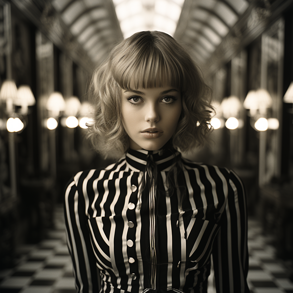 Black and White Checkerboard Room Portrait