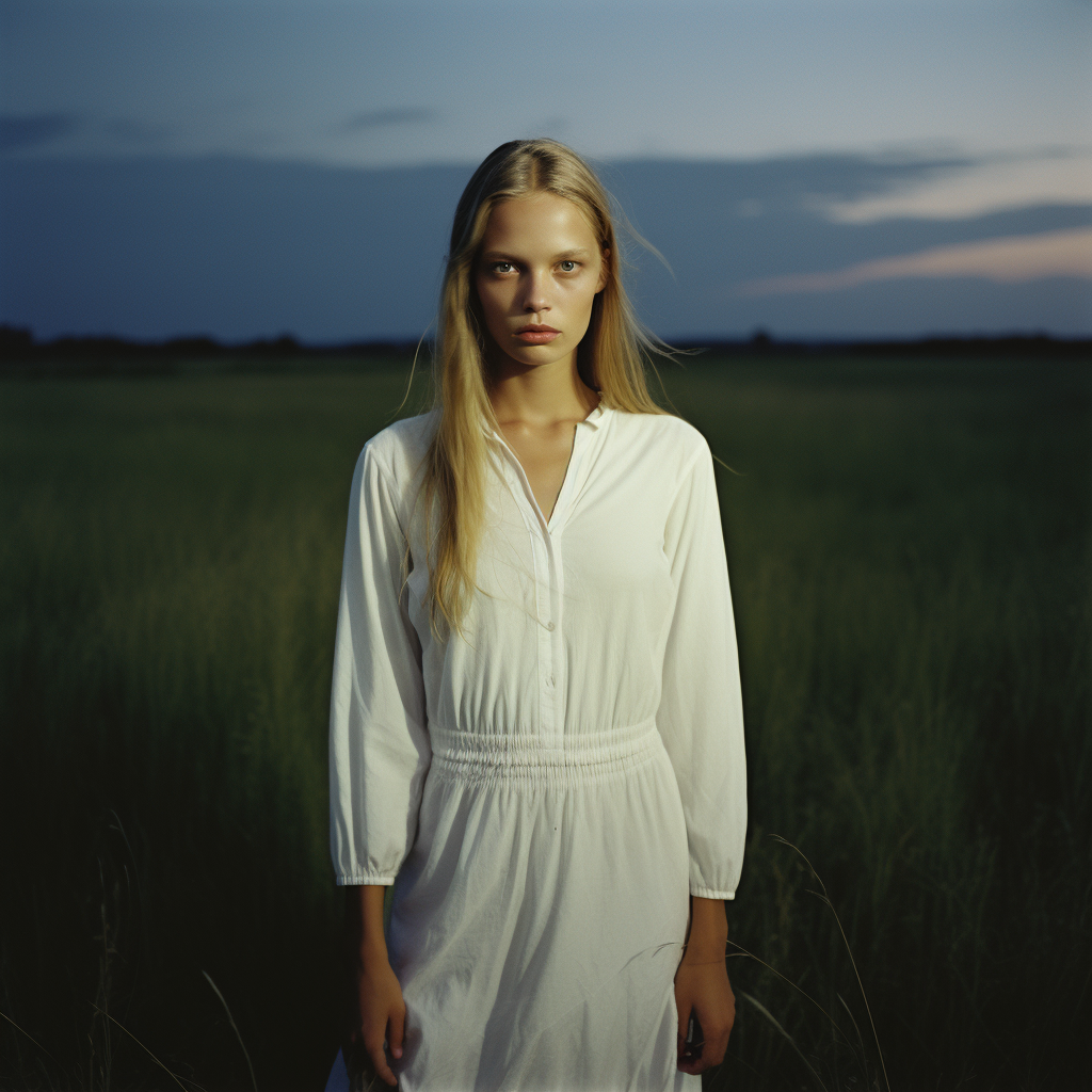 Blonde girl with long straight hair