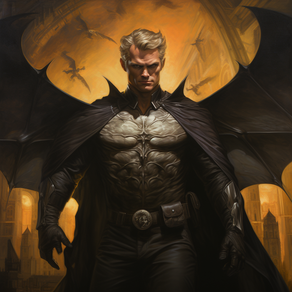 Devilish blonde man with bat wings