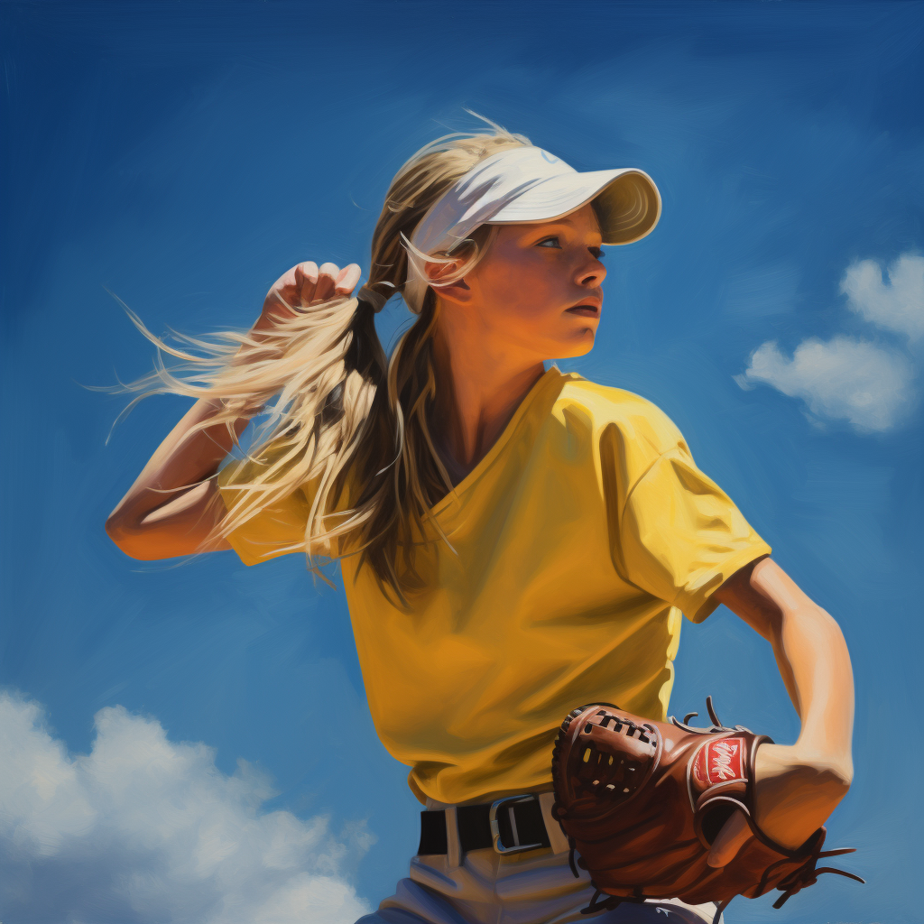 Teenage girl pitching softball