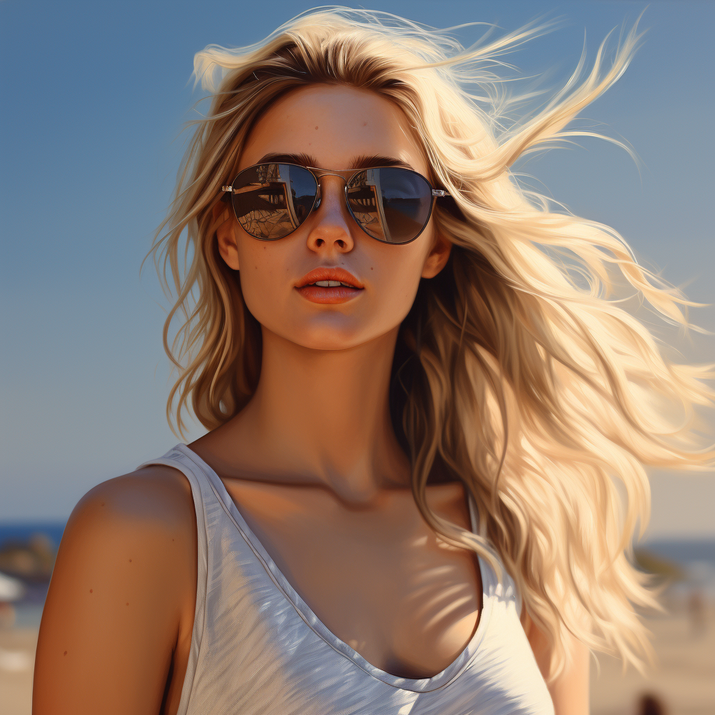 Portrait of a Beautiful American Girl in Sunglasses