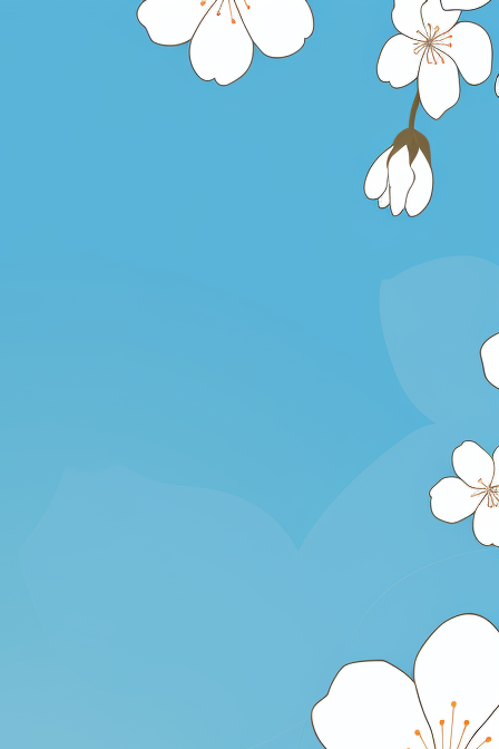 Two white flowers on a blue background