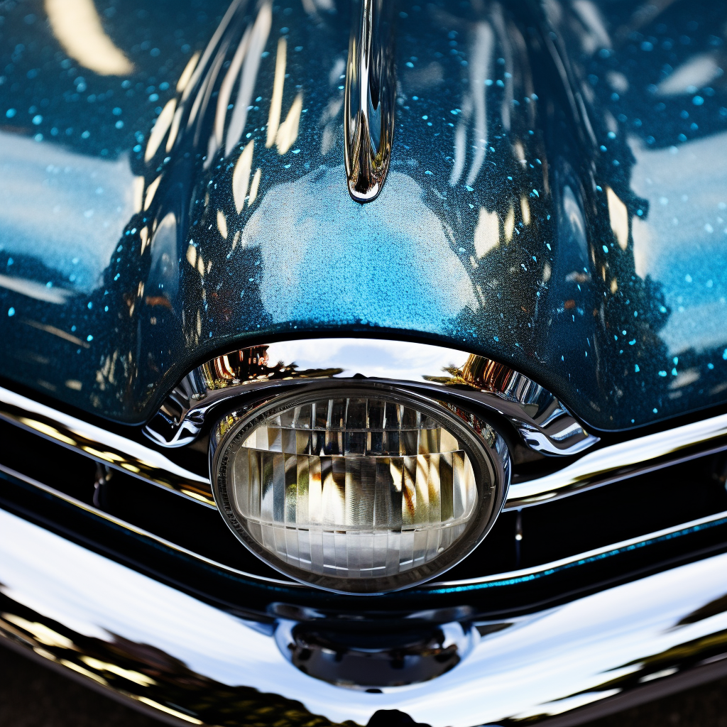 Shimmering blue car surface with sparkles