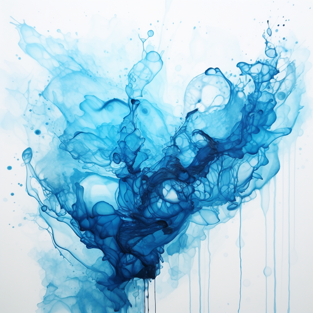 Vibrant blue dye spreading in water