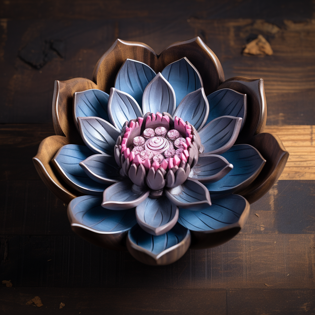 Blue lotus flower in decorative bowl