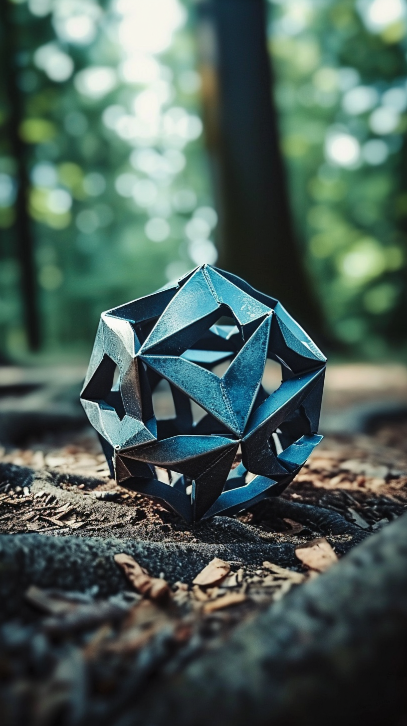 Blue Metal Icosahedron Triangle