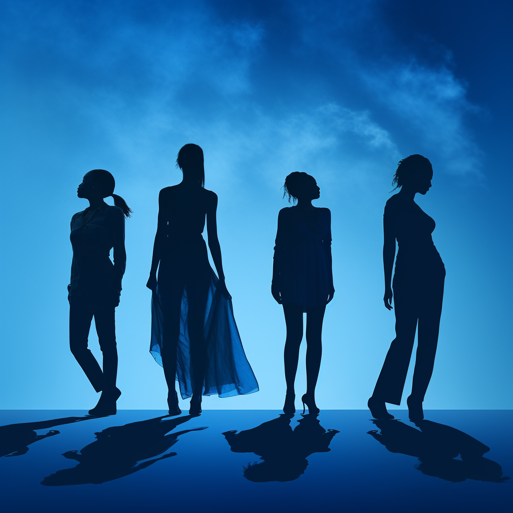 Women Silhouette on Blue Background