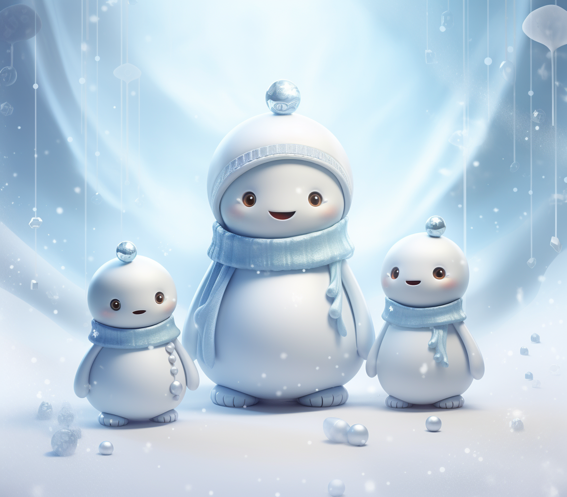 Three Snowmen in Blue Suits