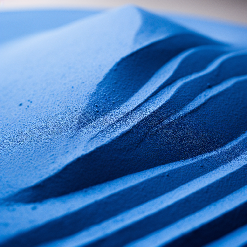 Simplistic blue zen garden sand closeup