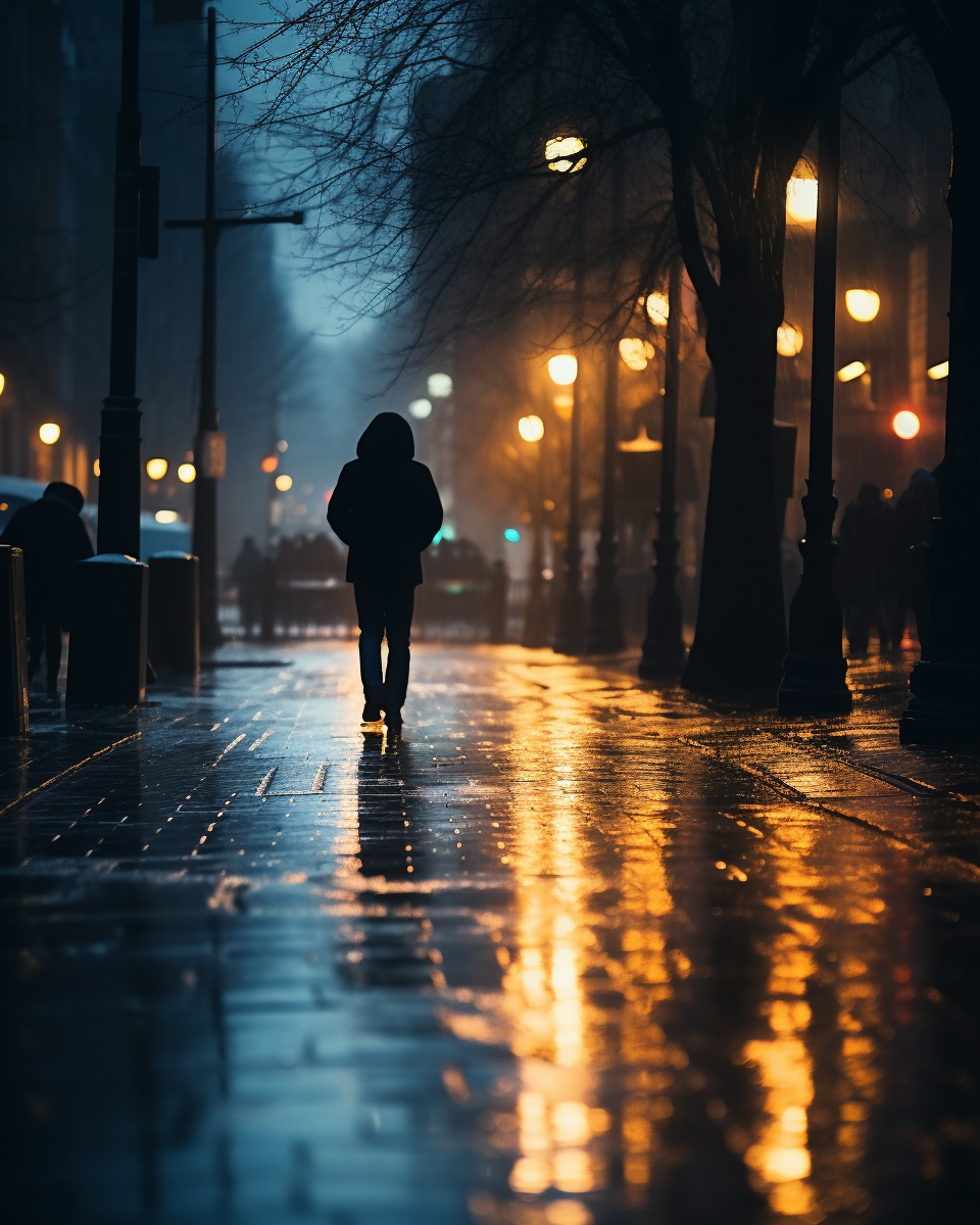 People walking in the rain