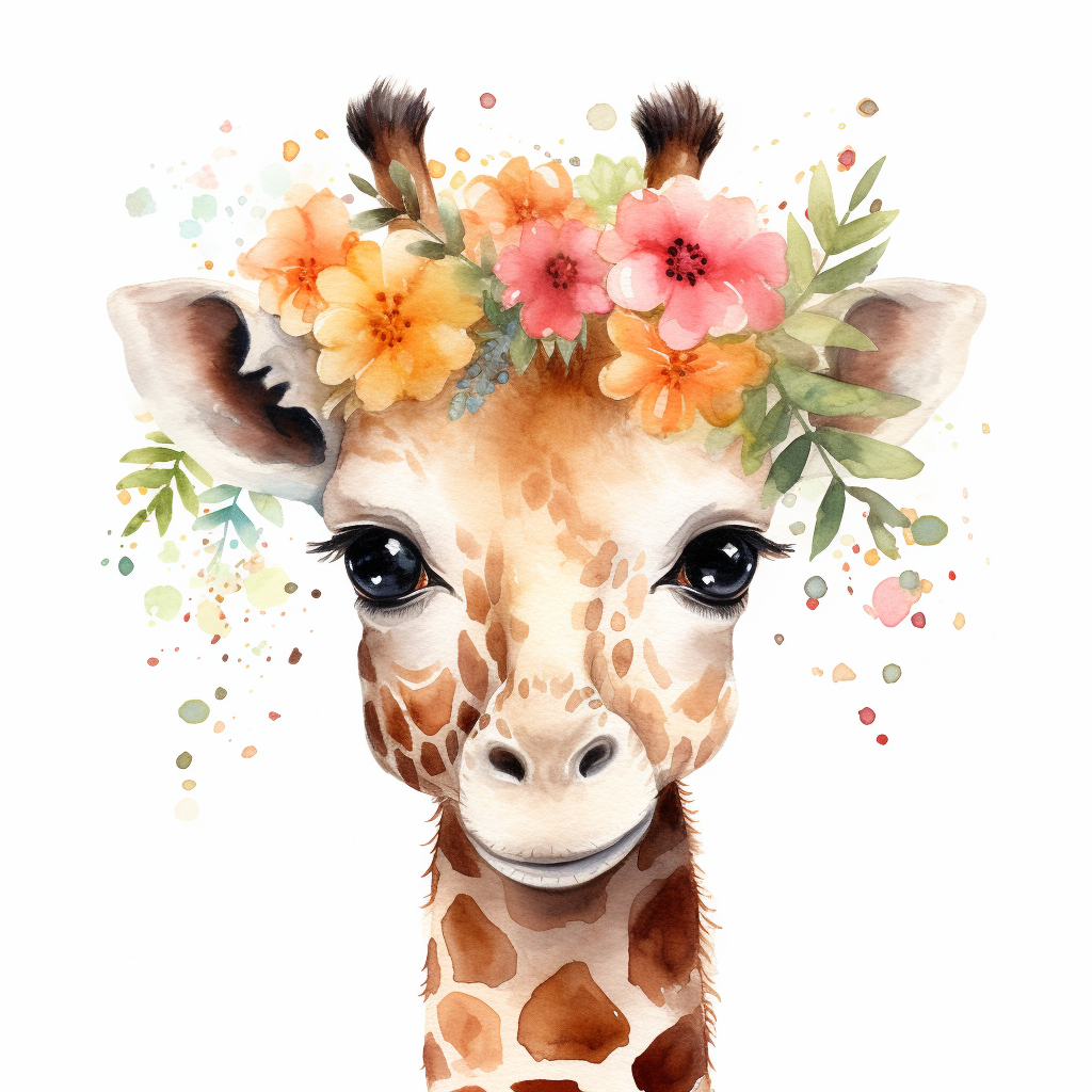 Cute boho chubby giraffe illustration