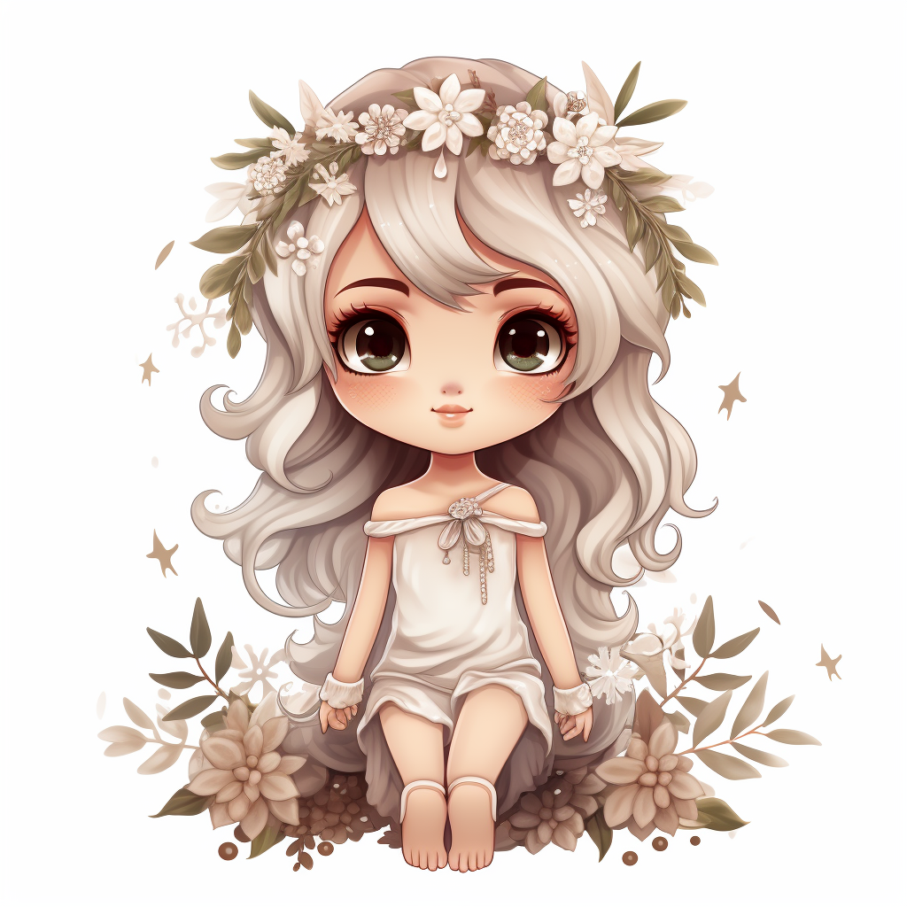 Boho Chibi Christmas Fairy Cartoon