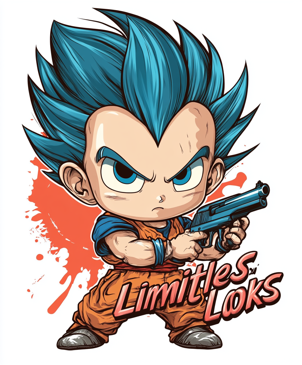 Cartoon Baby With Blue DragonBall Z Hair