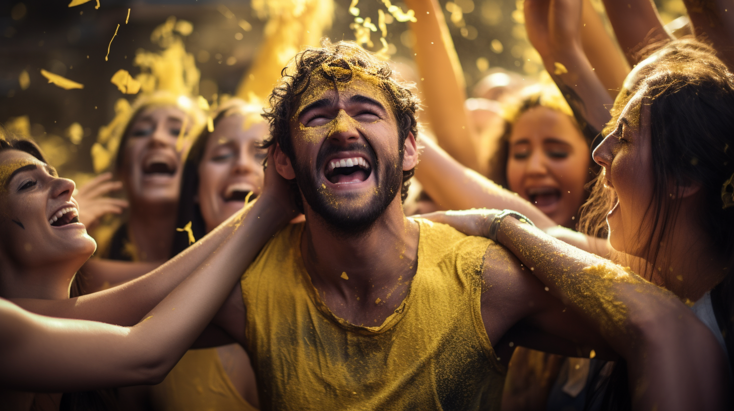 Photo of a Bold Man Crying with Glitter on Face