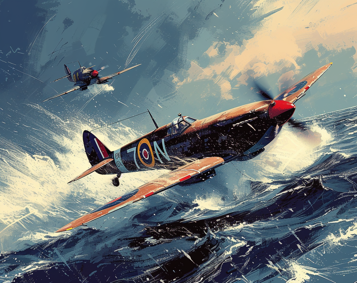 Epic Dogfight Spitfire Me109 Illustration