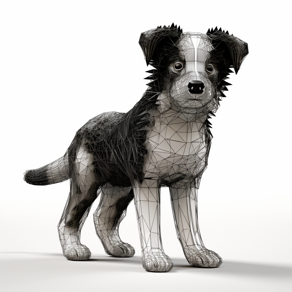 Border Collie Puppy Wireframe Structure Image