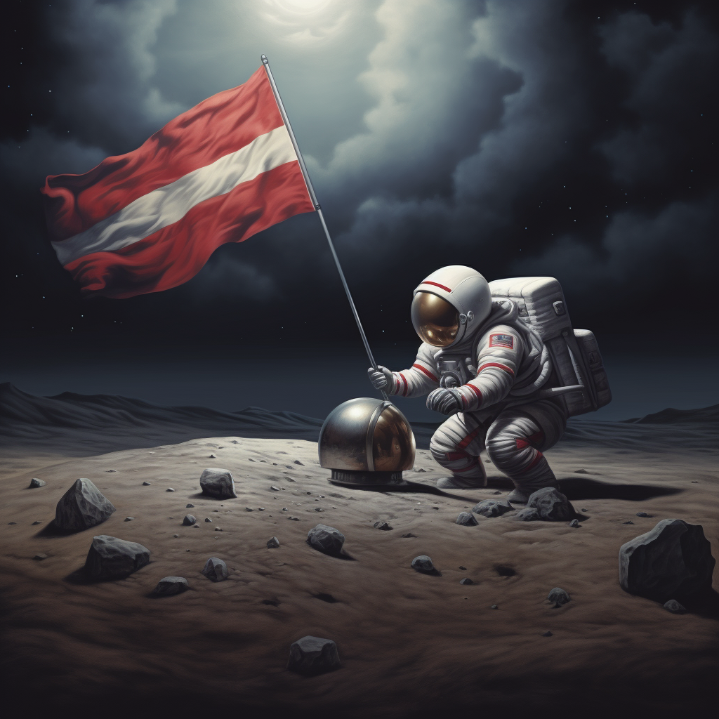 Danish astronaut plants flag on moon