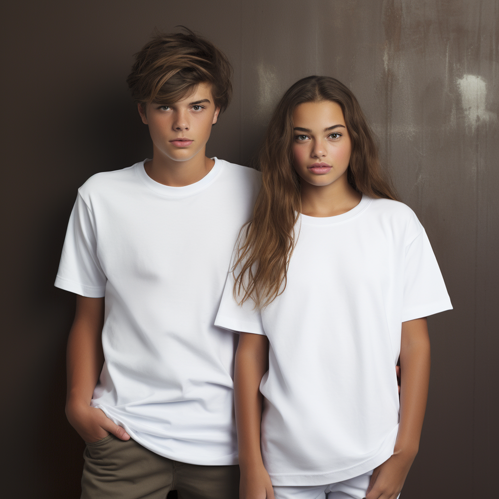 Brazilian Boy and Girl in White Shirts