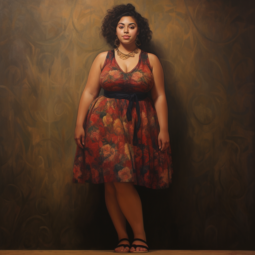 Larger Brazilian woman full body portrait