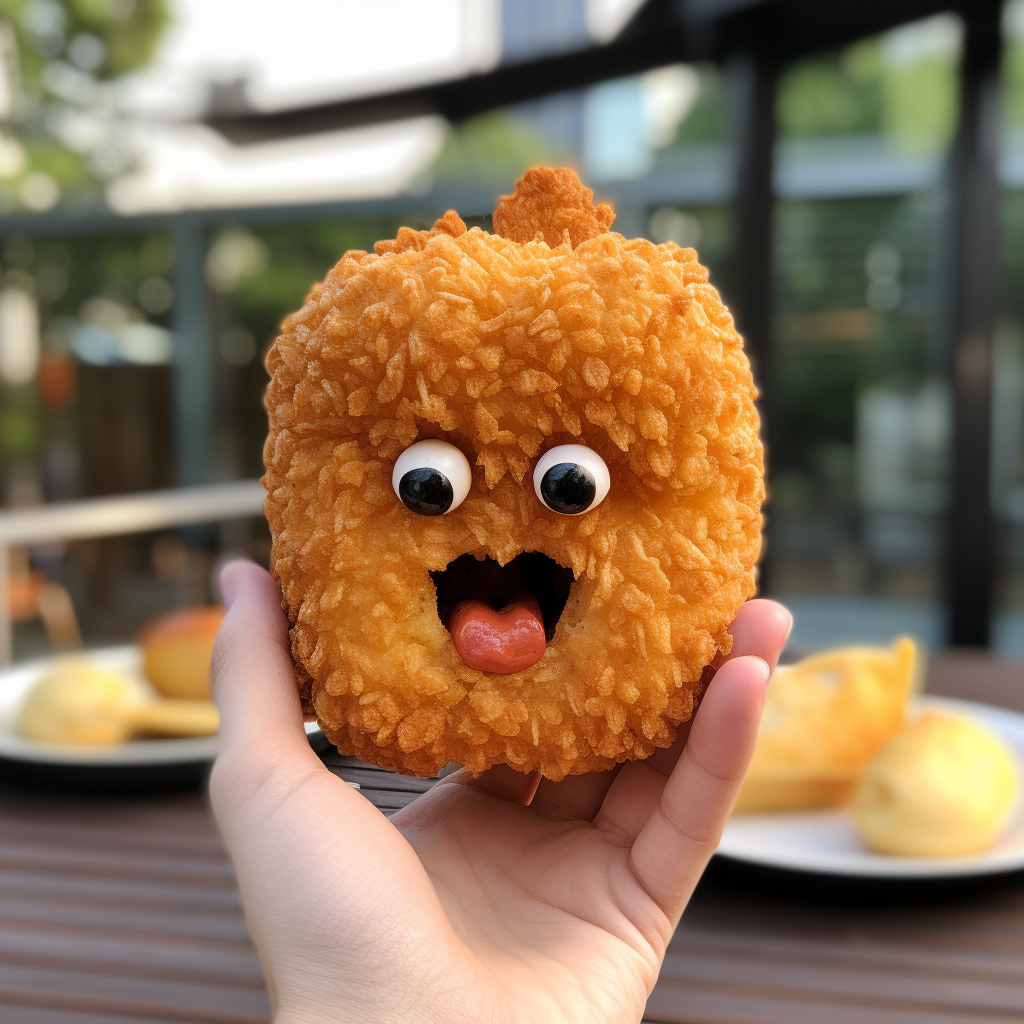 Yummy breaded nugget with face