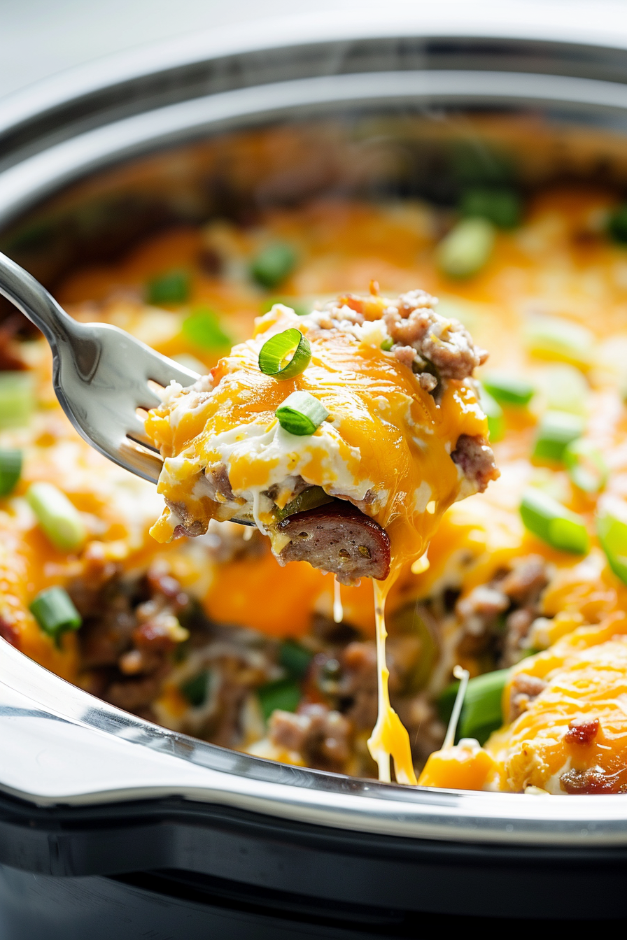 breakfast casserole with fork