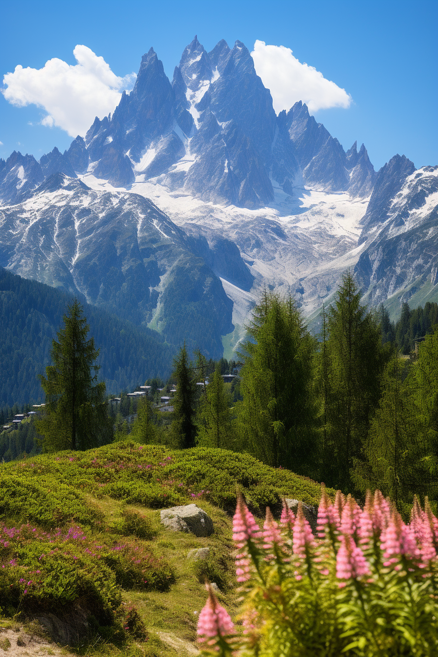 Scenic view of mountains in sunlight