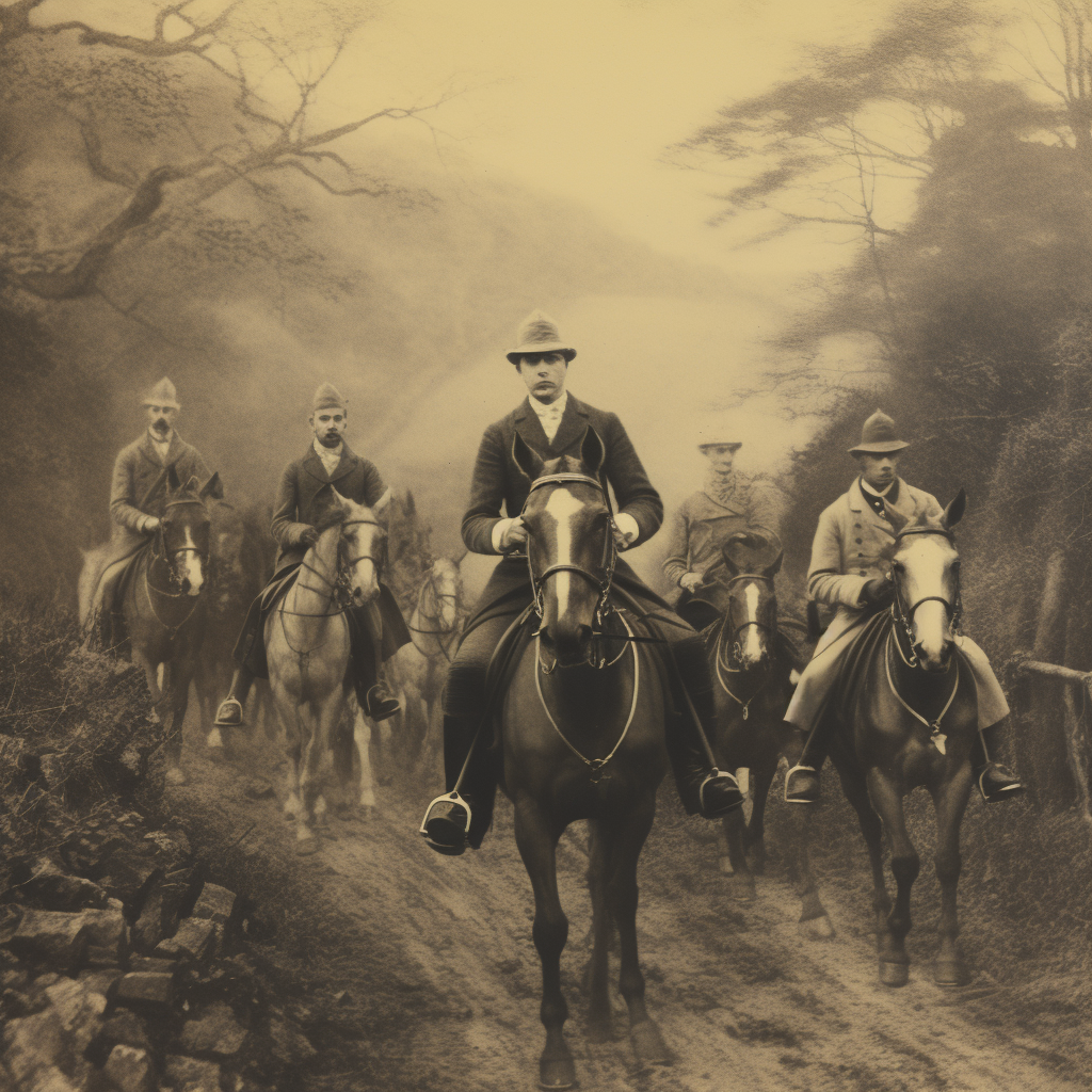 Old photograph of British Lord hunting