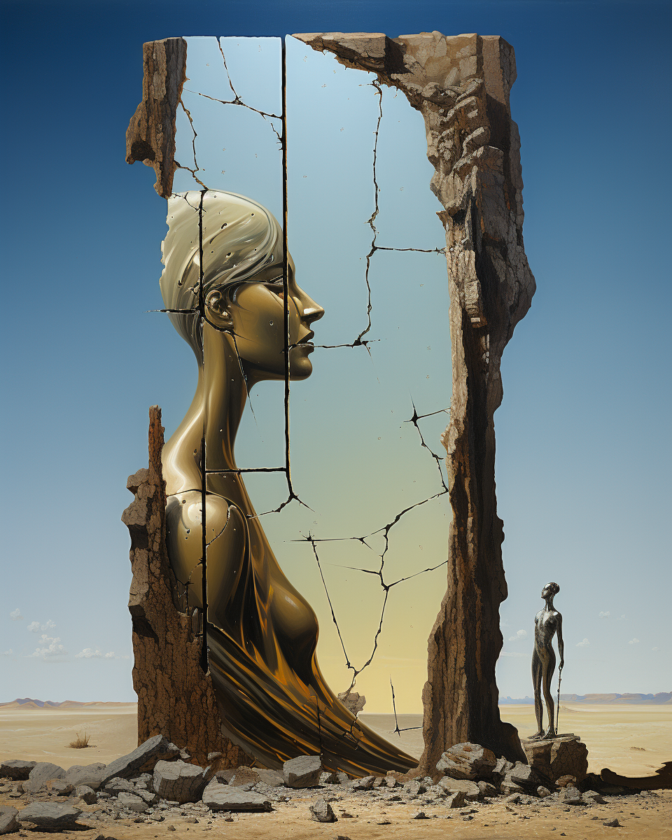 Surreal artwork of a broken woman