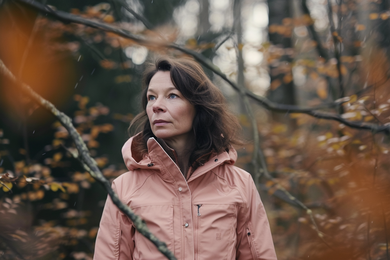 Woman hiking in forest