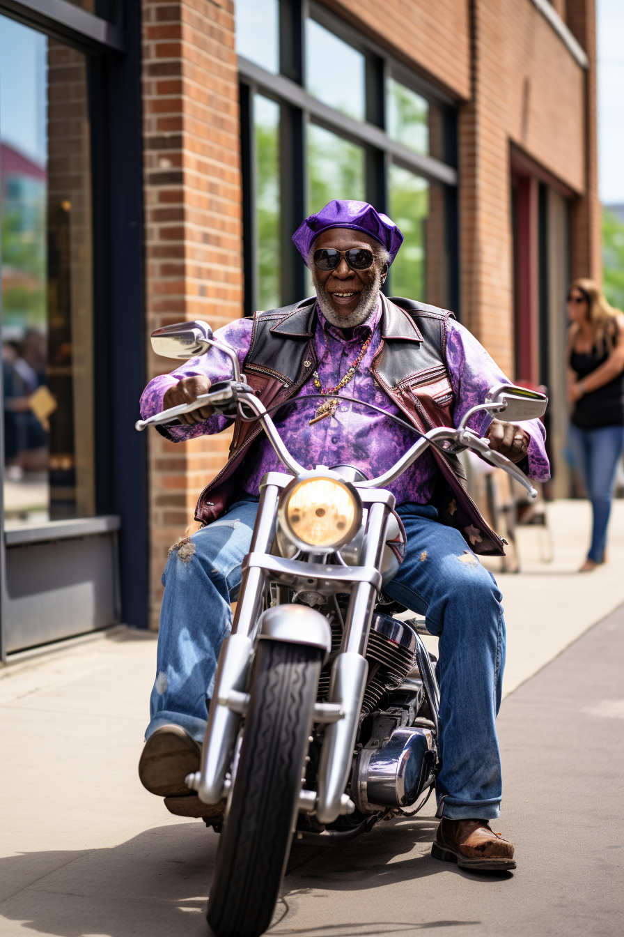 Buddy Guy riding Harley in New York