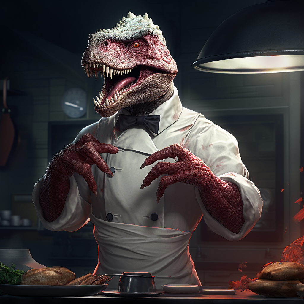 Buff Dinosaur Chef Juridar - Toonami-inspired Image