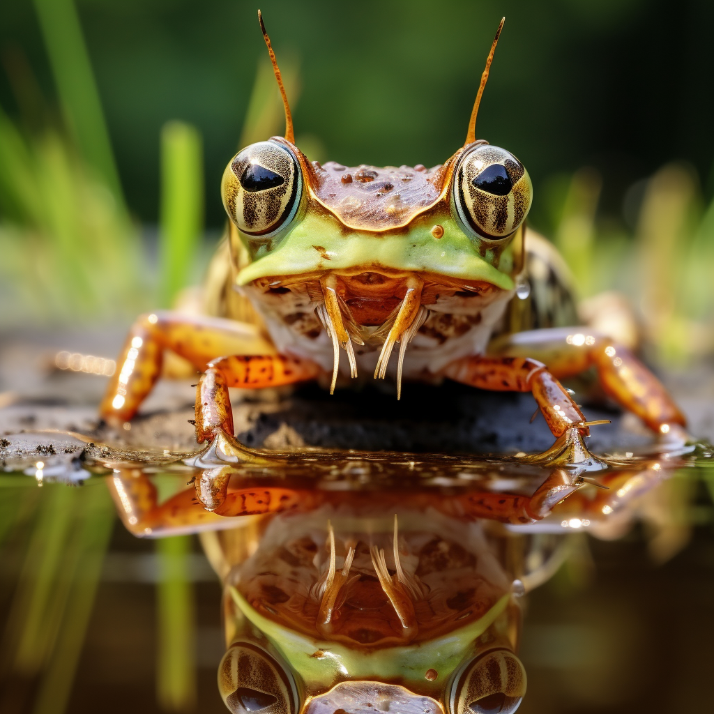 bug being eaten by frog