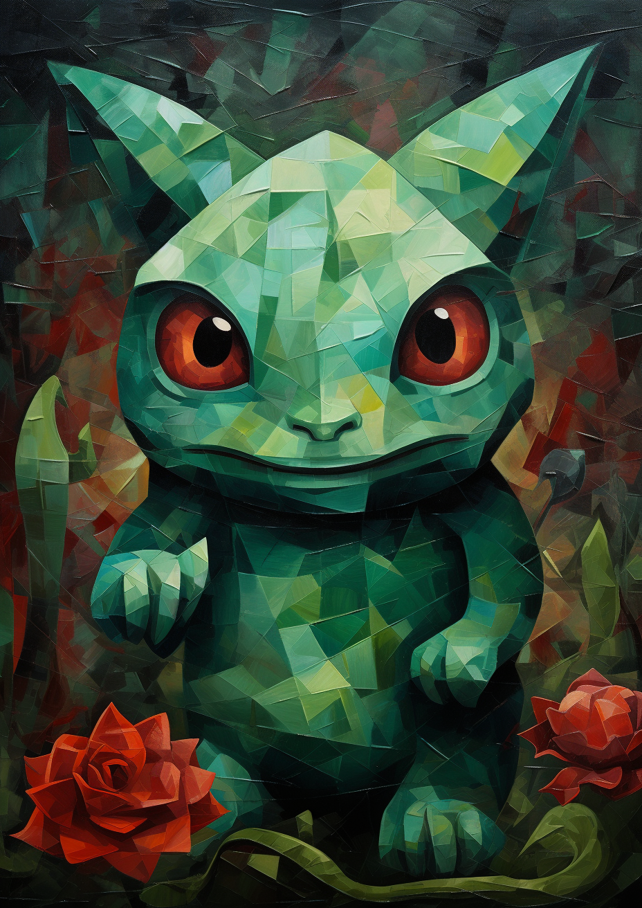 Bulbasaur in Picasso-style primitivism