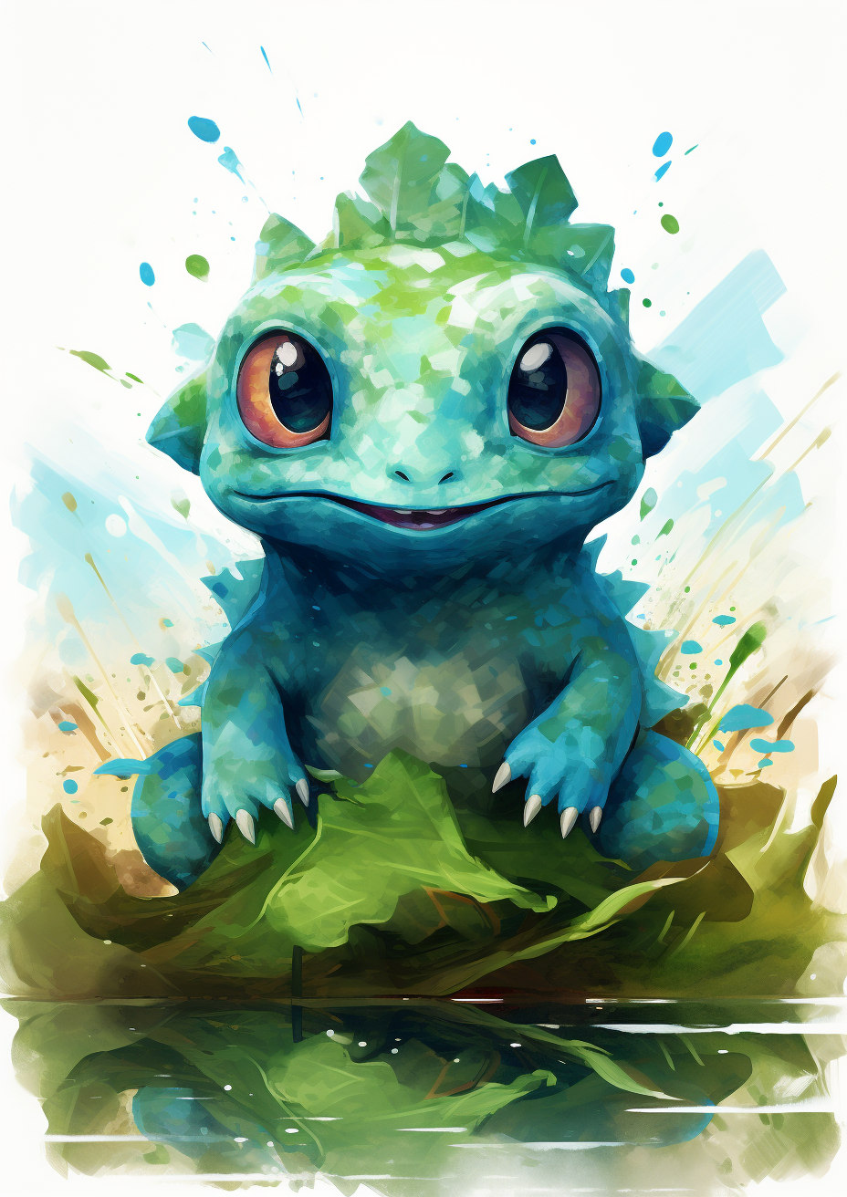 Cute Bulbasaur with Eric Carle style