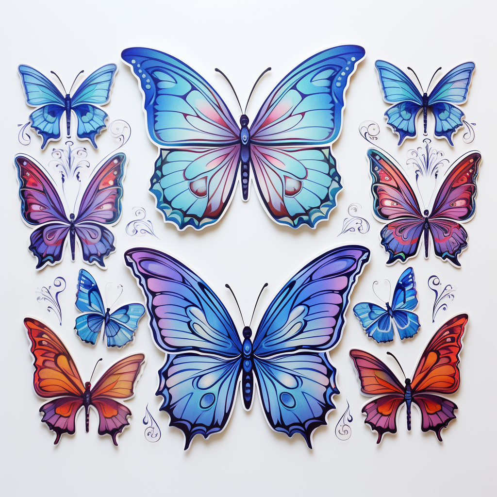 Colorful butterfly stickers for decoration