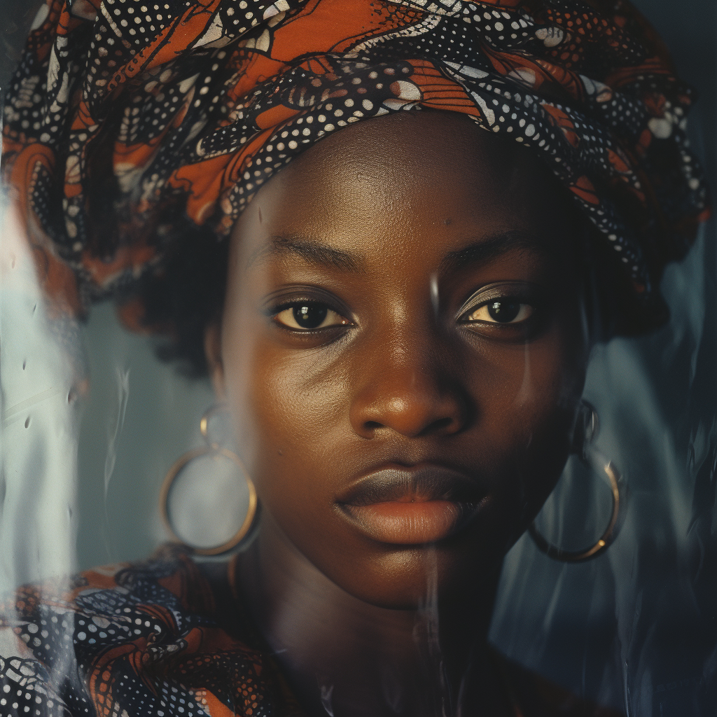 Cameroonian woman behind opaque glass