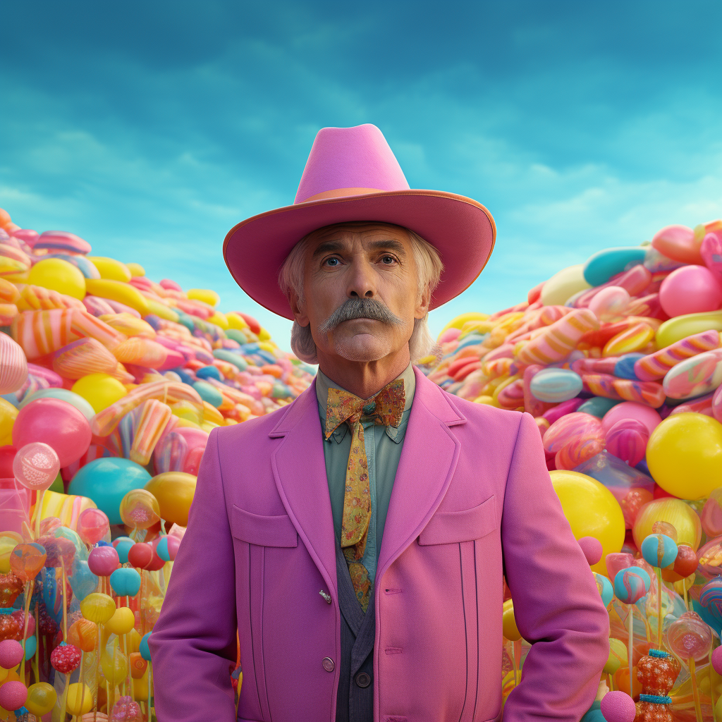 Sam Elliott in candy-covered landscape