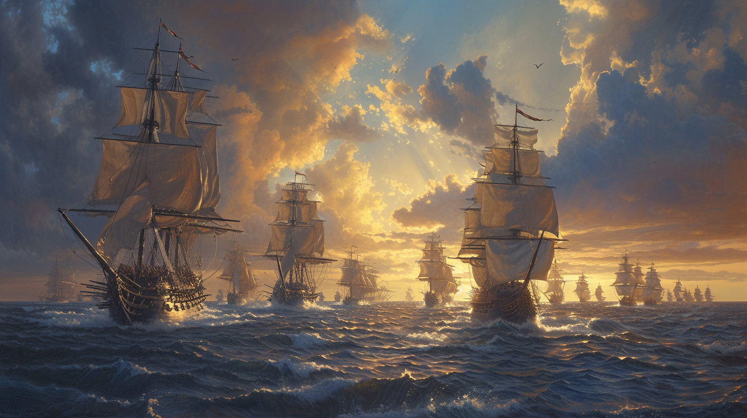 Captain Cook's Fleet at Sea