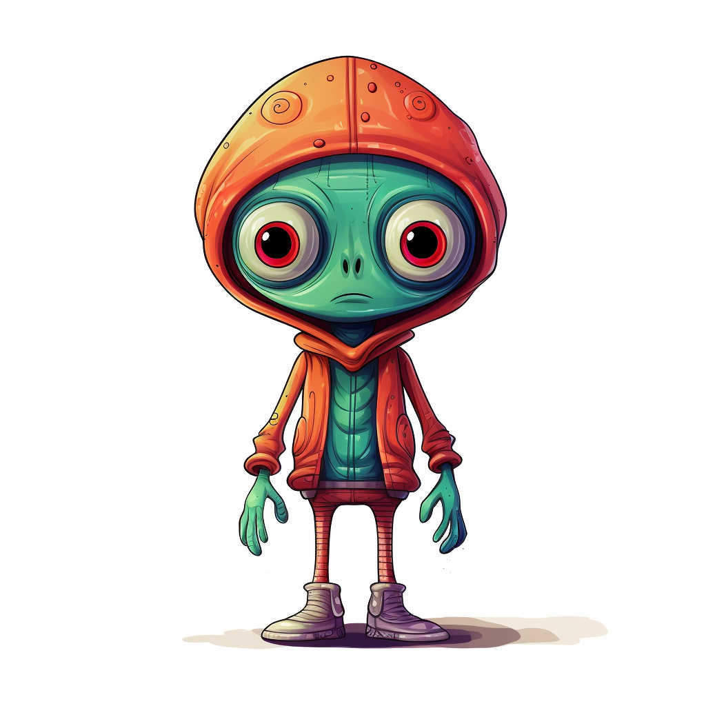 Cartoon alien with vibrant colors