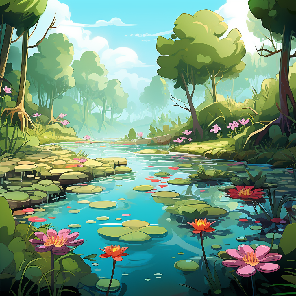 Cartoon backgrounds pond picture