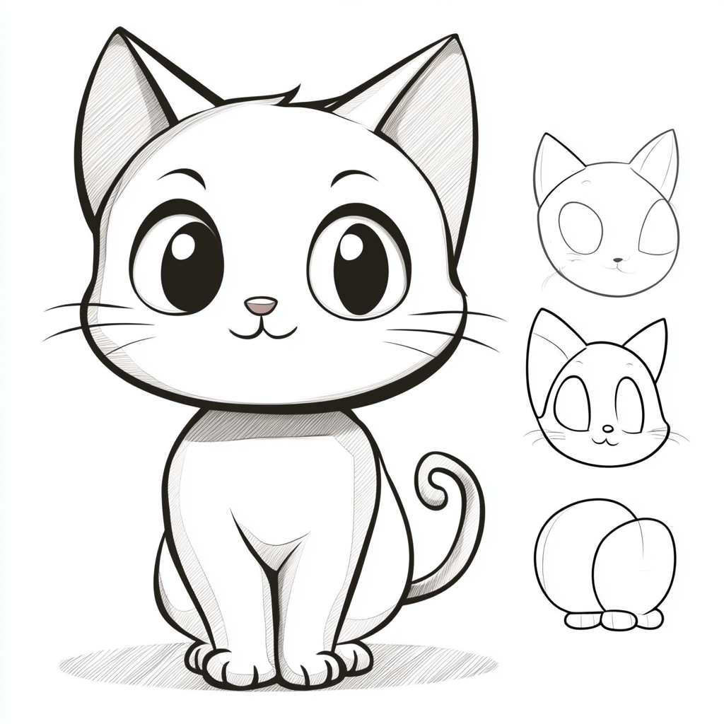 Step by step cat drawing