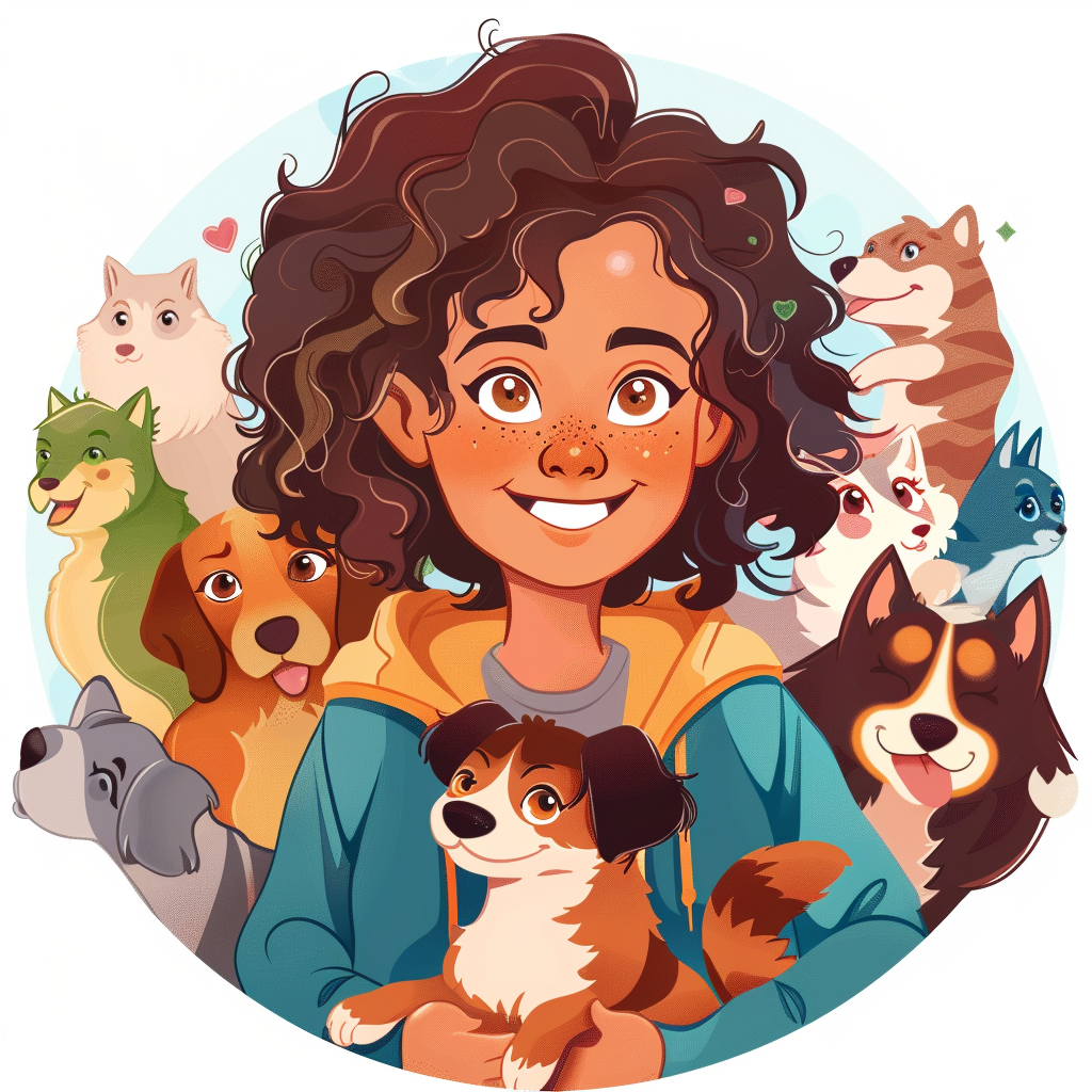 Teen with pets in circle