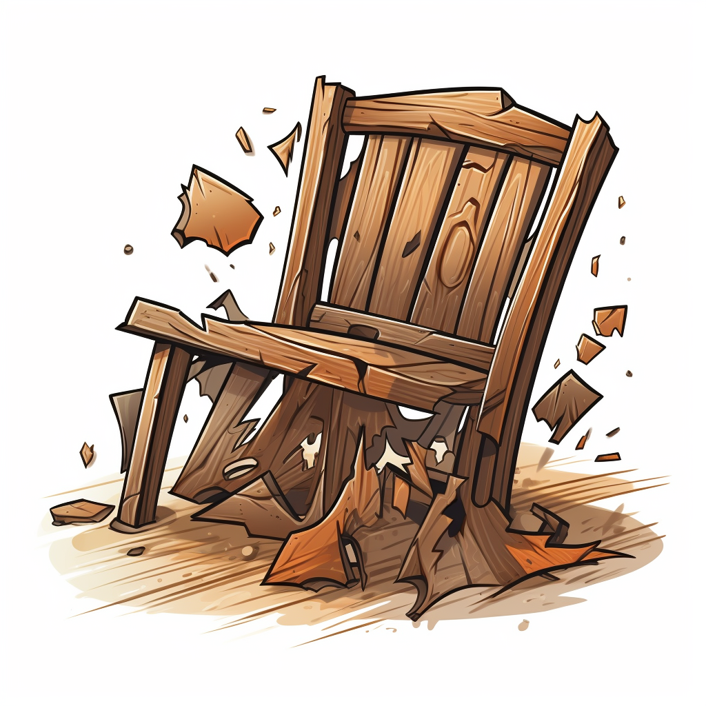 Cartoon dirty broken wooden furniture piece